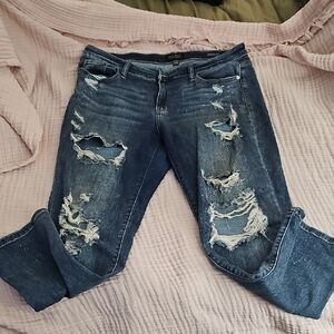 Judy Blue Distressed Dark Blue Boyfriend Jeans 15/32